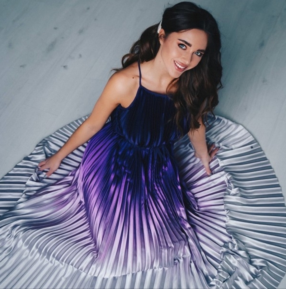 Tommy Hilfiger- Purple to Silver Ombre Pleated Maxi Dress (size 36) - Picture 1 of 17